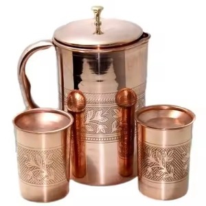 Durable Copper Jug Water Pitcher Strong Build Drinkware for Kitchen Dining <b>Table</b> Beverage Serving - Product Image 5