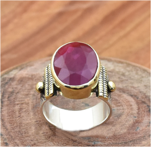 Anillo de Rubí Rojo al por Mayor, Plata de Ley 925, Hecho a Mano, Gema Natural, Estilo Boho Vintage, Joyería Personalizada para Boda, Unisex, para Fiesta - Product Image 4