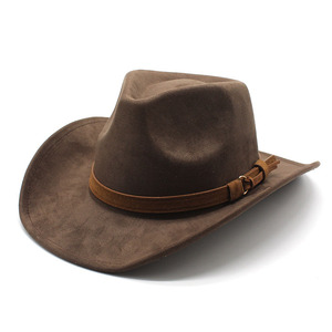 Chapeau de cowboy de style nouveau pour hommes et femmes, en daim, décontracté, pour fête, style western - Product Image 1