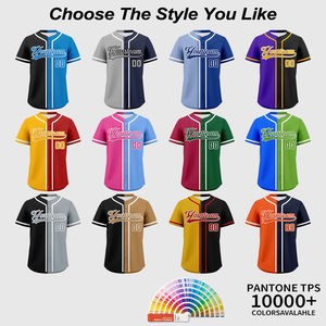 เสื้อเบสบอลพิมพ์ลายโลโก้ทีม ชื่อ หมายเลข เสื้อเบสบอลแฟชั่นสำหรับผู้ชาย  โหลดข้อมูลโดย Dress Sports - Product Image 2