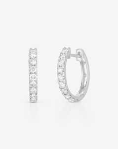Diamond <b>Hoop</b> <b>Earring</b> <b>Solid</b> 14K <b>Solid</b> Gold Bridal Minimalist Elegant Classic Luxury Jewelry Round Cut Lab Grown Huggies Wholesale - Product Image 5