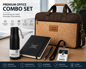 Set de Regalo Personalizado para Oficina: Bolsa para Portátil de Corcho, Cuaderno A5, Botella de Acero Inoxidable, Bolígrafo Metálico, Porta Tarjetas de Identificación - Product Image 1