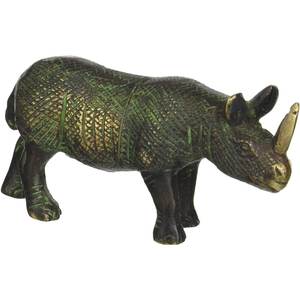 Estatua de Rinoceronte de Latón Hecha a Mano en India, Decoración Única para el Hogar, Escultura Hecha en India - Product Image 1