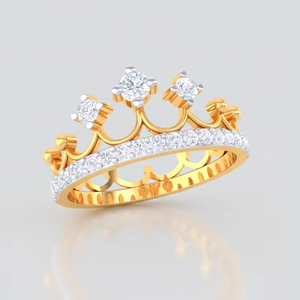 แหวนมงกุฎราชินีสุดหรู สีทอง ดีไซน์โรยเพชรตลอดวง สำหรับเจ้าสาว งานแต่งงาน งานหมั้น งานเลี้ยง แฟชั่นเครื่องประดับ - Product Image 2