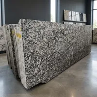 Granit bleu glacé élégant, pierre naturelle de qualité supérieure avec un motif bleu raffiné pour les revêtements de sol, les panneaux muraux, les îlots de cuisine et les aménagements modernes