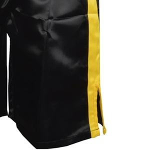High-Quality <b>Black</b> & Yellow Satin Boxing Shorts - Breathable Muay Thai <b>Trunks</b> - Professional Martial Arts Gym Training Wear - Product Image 2