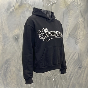 Sudadera con Capucha Negra para Hombre Snowgrace, de Felpa de Algodón, Informal, con Logotipo Frontal y Bolsillo, Corte Regular, para Otoño - Product Image 2
