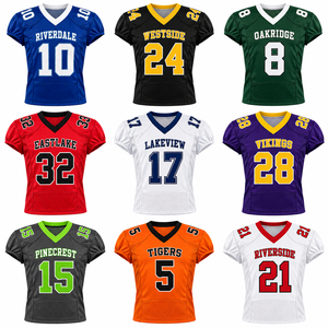 Camiseta Deportiva Sublimada Personalizada de Fútbol Americano, Verde Lima y Amarillo, Cuello en V, Uniforme de Equipo, Malla de Secado Rápido, Nombre y Número Personalizados - Product Image 6