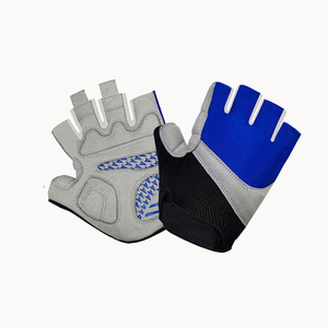 Gants de fitness demi-doigts en cuir PU, pour la musculation, unisexes, respirants, antidérapants, gris bleu - Product Image 5