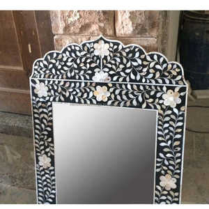 Cadre de miroir mural moderne de luxe Art déco avec incrustation d'os Décoration intérieure captivante - Product Image 2