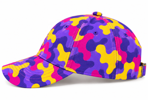 Gorra de Béisbol de Camuflaje Morado, Rosa y Amarillo, de 6 Paneles, Transpirable, con Visera Curva - Product Image 4