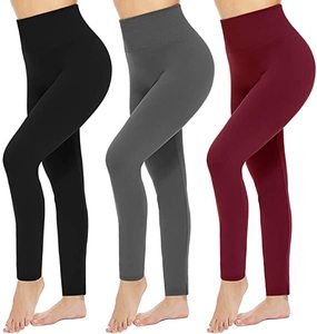 High Waist Ribbed <b>Yoga</b> Leggings Full Length Solid <b>Pink</b> Seamless Stretch <b>Pants</b> Women's Activewear - Product Image 2
