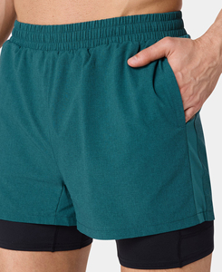 Pantalones Cortos Deportivos Casuales para Hombre, Color Sólido, Secado Rápido, con Bolsillos, Cintura Elástica, Largo Medio, Verde Azulado, Venta al Por Mayor 2026 - Product Image 5
