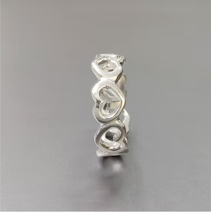 925 Sterling Silver <b>Ring</b> <b>Plain</b> High Polish Multi Heart Design Wedding Band Jewelry For Women Bulk Buy - Product Image 2