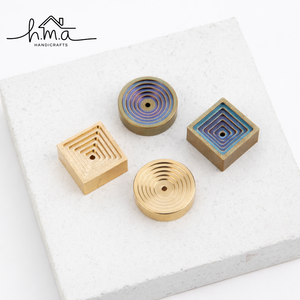 Geometric Brass Incense Holder Set Modern Round and Square Agarbatti Stands Decorative Ash Catcher Burners for Home Decor - Product Image 1