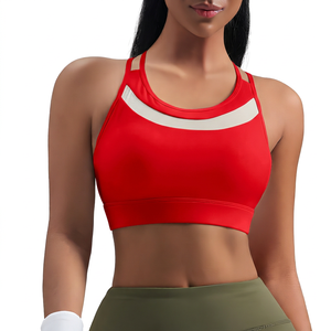 Soutien-gorge de sport blanc pour femme avec empiècements en mesh, maintien moyen, pour le yoga et l'entraînement - Product Image 5
