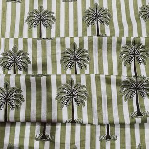 Hand Block Printed Cambric Cotton Fabric Palm Tree Pattern 42 Inch Width 1 Meter Lightweight Soft Eco-Friendly Curtain <b>Bag</b> Craft - Product Image 2
