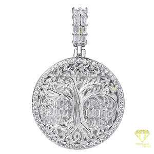 Iced Out <b>Tree</b> Pendant <b>Necklace</b> With Gold Finish and Premium Moissanite Stones - Product Image 2