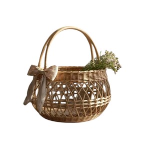 Panier en rotin tissé à la main, durable, style vintage, avec deux poignées, pour la cuisine, les pique-niques et la décoration de la maison - Product Image 3