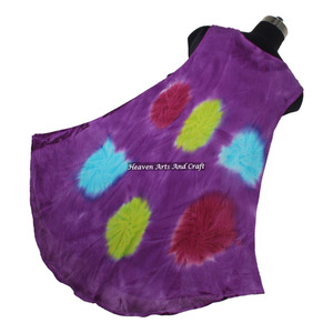Robe longue en rayonne tie-dye pour femme, style parapluie, design coloré, tenue de plage, prix usine - Product Image 3