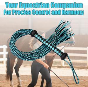 Fouet d'équitation professionnel en cuir véritable tressé à 36 brins et 9 queues, fabriqué à la main par SPALL JP SPORTS, en cuir de vachette. - Product Image 6