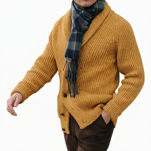 <b>Mens</b> <b>Shawl</b> <b>Collar</b> <b>Cardigan</b> Sweater folded <b>shawl</b> <b>collar</b> and front buttons Custom Knitwear Wholesale Manufacturer Supplier - Product Image 1