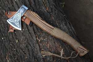 Custom Handmade Forged Carbon Steel <b>Axe</b> Outdoor Camping Hunting Hatchet Wooden <b>Handle</b> Survival <b>Axe</b> With Cover Survival Tool - Product Image 2