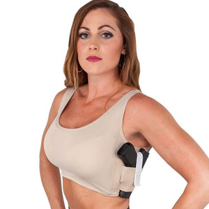 Women Concealed Carry Side Gun Holding Pocket Bra Ladies <b>Compression</b> Spandex Tactical Holster Gun Pocket Sports Bra - Product Image 3