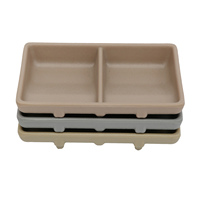 Plat à sauce double compartiment en mélamine mate, compatible lave-vaisselle, 130x84x24mm, pour fêtes, restaurants Izakaya, traiteurs et vaisselle de table