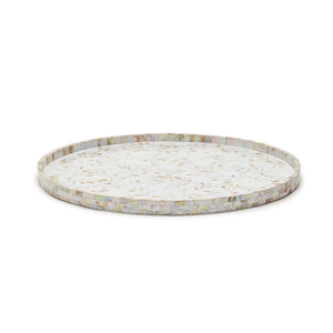 Plateau rond en nacre, mosaïque artisanale, pour une décoration durable, plateau en nacre incrusté, plateau pour chocolats et desserts - Product Image 1