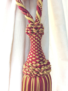 Luxury Drapery Window Treatments Elegant Handmade Red Gold <b>Tie</b> <b>Back</b> Big Mix Tassel Fringe Top Quality Tassels - Product Image 4