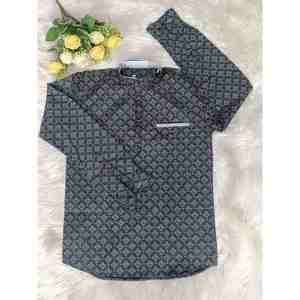 เสื้อพิมพ์ลายแขนยาวผ้าฝ้ายสีดำสำหรับผู้ชายแฟนซี - Product Image 1