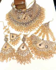 Collar de Novia Pakistaní e Indio para Mujer, Conjunto de Joyería de Boda de Aleación de Estilo Romántico - Product Image 2