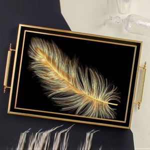 Plateau de service tendance en gros, fait main, décoratif, couleur or, effet miroir, aspect royal, nouvelle arrivée, forme ronde - Product Image 5