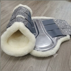 Bottes de course pour chevaux TAK Luxury, en néoprène, doublées de polaire, imperméables, design pailleté argenté, pour la protection des jambes - Product Image 4