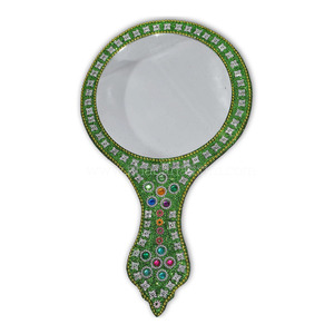 Artículos de uso doméstico de la mejor calidad, espejo con cuentas, espejos de lujo decorativos a mano baratos, espejo hecho a mano con purpurina Lac de diseñador - Product Image 3