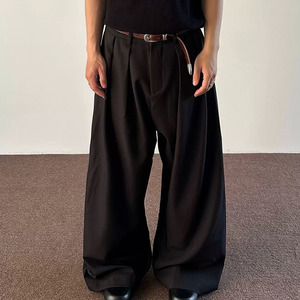 High Quality French Terry Cotton Oversized Baggy Sweatpants Custom Straight Curved Striped <b>Trousers</b> with <b>Drawstring</b> Rope - Product Image 3