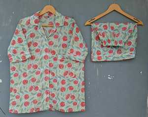 Conjunto de Pijama de Manga Corta con Estampado Floral para Mujer, 100% Algodón, Transpirable, Informal, Ropa de Dormir de Verano, Conjunto de Dos Piezas con Pantalones Cortos - Product Image 5