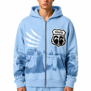 Sudaderas con capucha unisex con cremallera completa, 100% algodón, tejido grueso de felpa francesa, corte holgado, sudaderas con capucha personalizadas de alta calidad con bordado. - Product Image 1