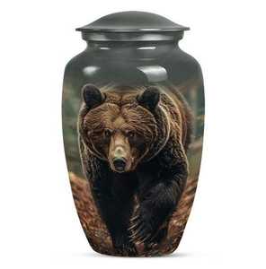 Urne funéraire Majestic Bear avec motifs de faunes forestières pour la force, le courage et un héritage honoré - Product Image 1