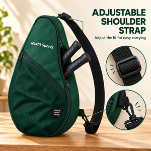 Sac de rangement pour raquette de squash vert forêt personnalisé avec poche en filet sur le devant et sangle de transport réglable, sac de raquette unisexe personnalisable - Product Image 5