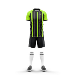 Maillot de football personnalisé noir et violet à séchage rapide, uniforme d'équipe rayé, conception par sublimation, service OEM - Product Image 5