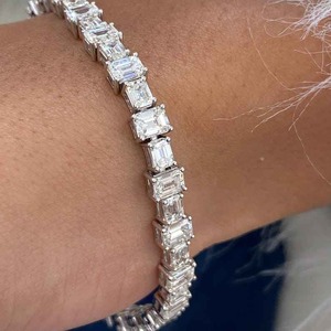 Pulsera Cubana de Moissanita al por Mayor, Plata de Ley 925, Joyería con Apariencia de Diamante, Pulsera de Plata de Moissanita Hecha a Mano - Product Image 3