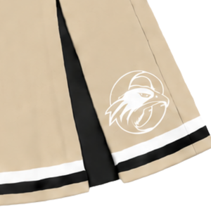 Manufacturer Custom <b>Black</b> And Beige Cheerleader Uniform Set Sleeveless V Neck Top <b>Pleated</b> <b>Skirt</b> Team Competition Apparel - Product Image 3