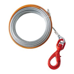 Cavo in Acciaio per Verricello da 3/8 Pollici x 50 Piedi, Resistenza alla Rottura 15.200 Libbre, con Gancio Girevole e Cavo di Traino - Product Image 4