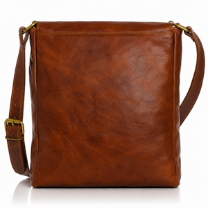 Sac bandoulière vintage en cuir marron avec poche avant, boucle en laiton, sangle réglable, pour le bureau, les voyages, l'université, l'usage quotidien - Product Image 4