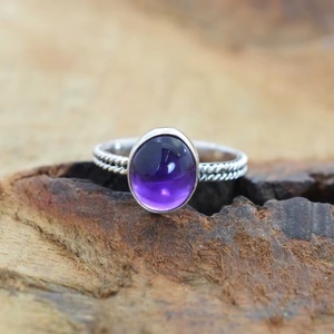 Anillo de Plata de Ley 925 con Amatista Natural, Joyería Hecha a Mano con Piedra Púrpura, Piedra de Nacimiento de Febrero, Regalo al por Mayor - Product Image 6