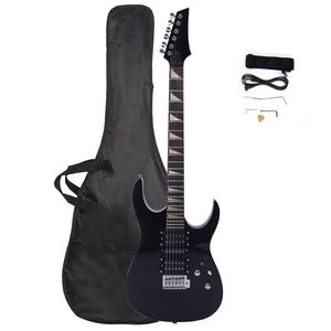 Chitarra Elettrica per Principianti 170 con Pickup HSH, Verniciatura Nera, Borsa in Acciaio, Tracolla, Paddle, Cavo, Chiave per Truss-Rod, Strumento per Viaggi - Product Image 1