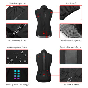 Gilet de cyclisme personnalisé pour femmes, coupe-vent, sans manches, respirant, pour la course sur route - Product Image 2