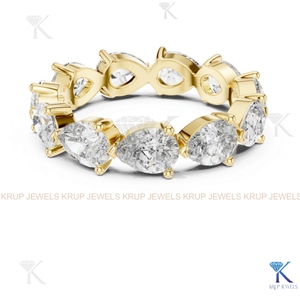 Bague de mariage pour femme en or massif 14K/18K avec diamant de laboratoire CVD HPHT taille marquise, idéale pour les fêtes et mariages - Product Image 2